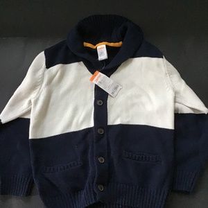 Navy and White Button-up Sweater for Boys